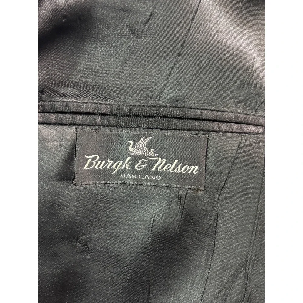vtg 40s Double Breasted Tuxedo Jacket‎ 40L Flannel Wool Heavy Black Peak Formal